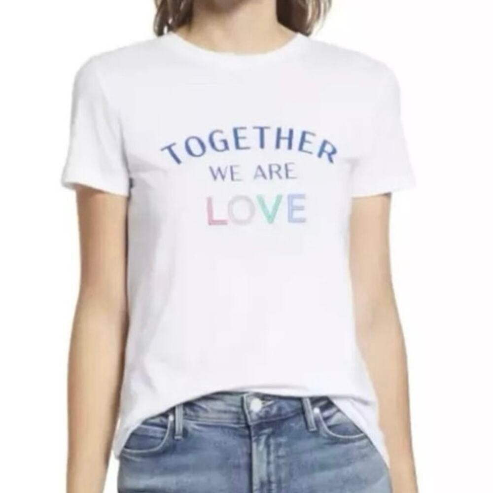 HALOGEN White Together We Are Love Rainbow Graphic T-Shirt Tee - XS - NWT